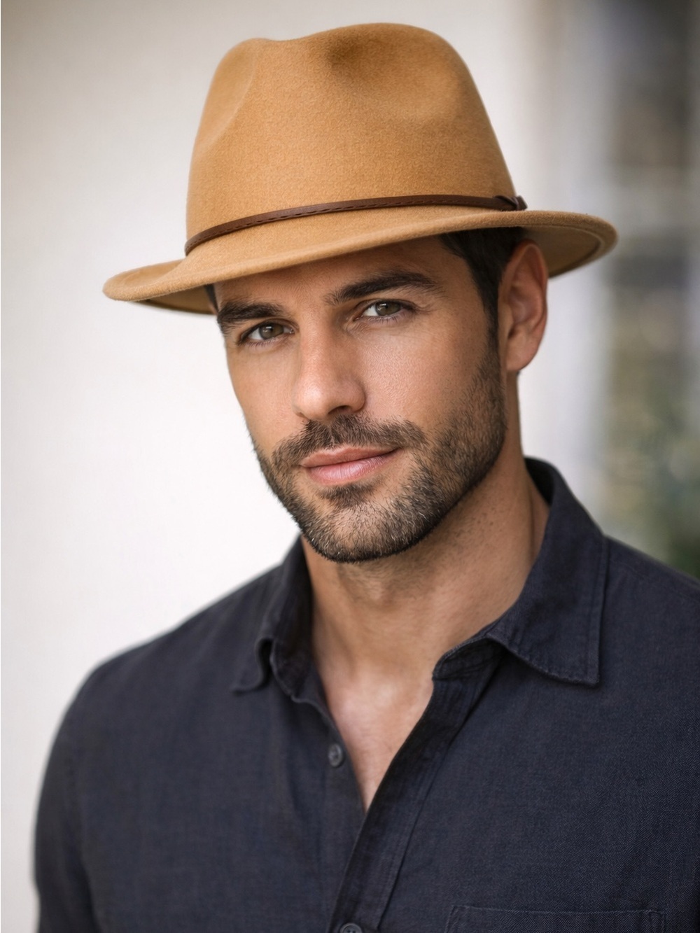Peter Grimm Men's Felt Fedora Faux Leather Band One Size Tan Brown Derby Hat
